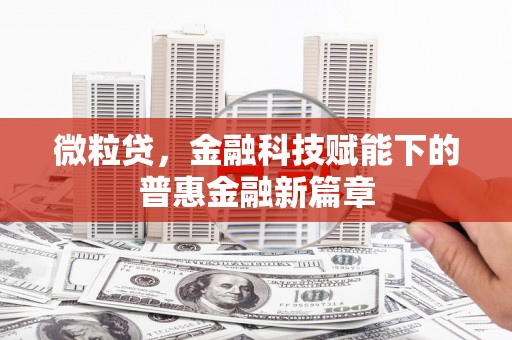 中和微粒贷，金融科技赋能下的普惠金融新篇章