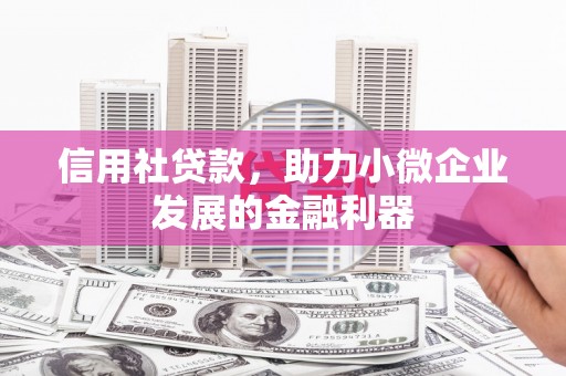 中和信用社贷款，助力小微企业发展的金融利器