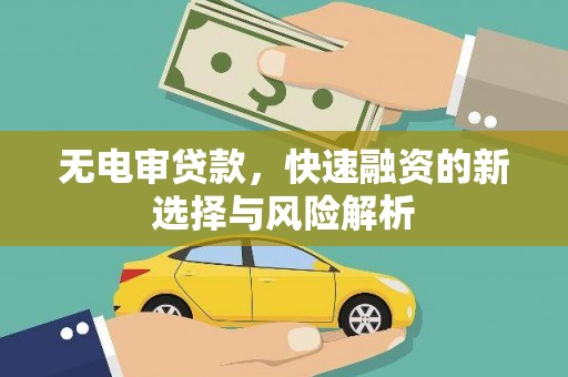 中和无电审贷款，快速融资的新选择与风险解析