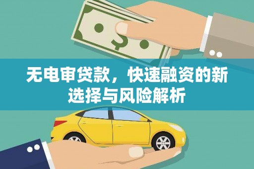 中和无电审贷款，快速融资的新选择与风险解析