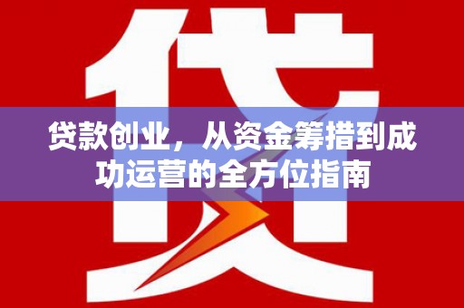 中和贷款创业，从资金筹措到成功运营的全方位指南