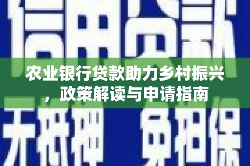 中和农业银行贷款助力乡村振兴，政策解读与申请指南