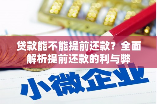中和贷款能不能提前还款？全面解析提前还款的利与弊