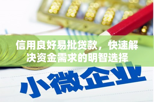 中和信用良好易批贷款，快速解决资金需求的明智选择