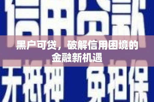 中和黑户可贷，破解信用困境的金融新机遇